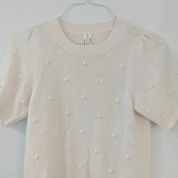 anthropologie, pom pom short sleeve sweater, xs - Picture 5 of 5